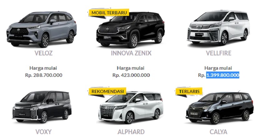 Harga Mobil MVP Toyota