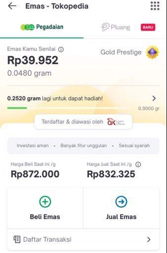 Tabungan Emas Tokopedia